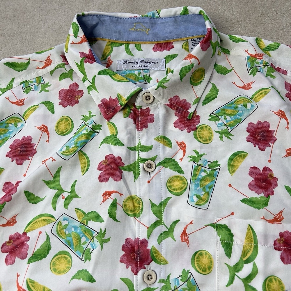 Tommy Bahama IslandZone Shirt Mens XXL Mojito Bay Performance Button Up Hawaiian